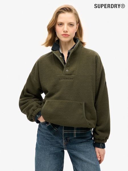 Superdry Army Khaki Sport Tech Sherpa Henley Hoodie (774737) | €77