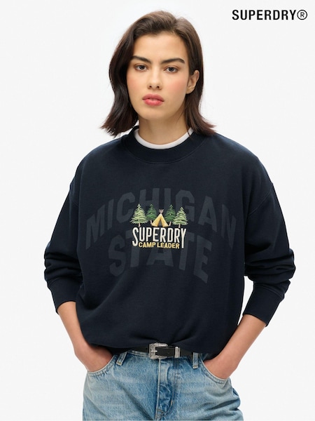 Eclipse Navy - Superdry Eclipse Navy Travel Souvenir Loose Pyöreä kaula-aukko Collegepaita (774849) | €79