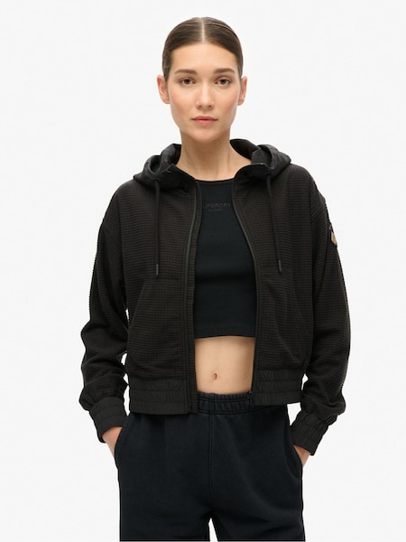 Superdry Black Sport Tech Grid Fleece Zip Hoodie (774861) | 396 QAR