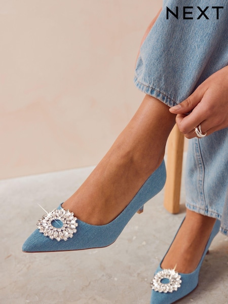 Denim Forever Comfort Jewel Trim Kitten Heels (774926) | AED94