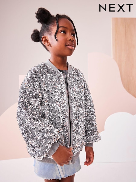 فضي - Sequin Bomber Jacket (3-16yrs) (775026) | ‏133 ر.س.‏ - ‏175 ر.س.‏