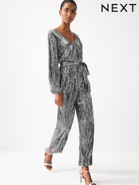 Metallic Plisse Long Sleeve Metallic Jumpsuit (775176) | €33