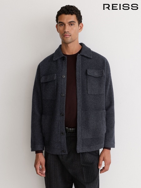 Charcoal Grey - Regular Reiss Lockwood Boiled Wool Twin-pocket Overshirt