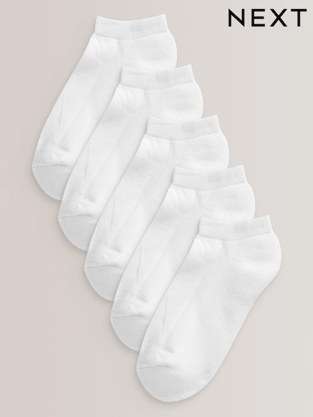 Valkoinen - 5 Pack Cotton Rich Cushioned Sole Trainer Socks (775432) | €12 - €13