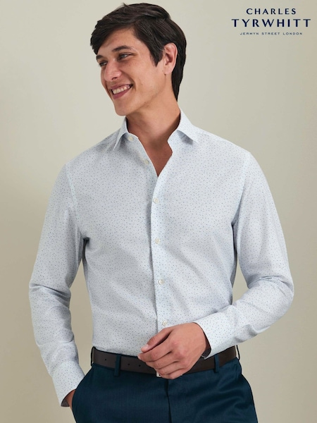 White - Regular Charles Tyrwhitt Non-iron Stretch Linear Floral Print Slim Fit Shirt