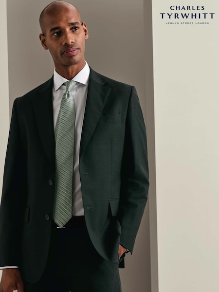 Green - Regular Charles Tyrwhitt Slim Fit Herringbone Performance Suit Jacket