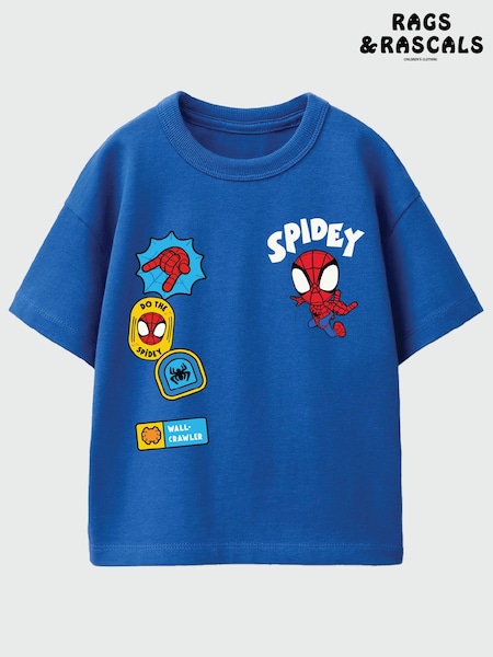 Blue - Rags & Rascals Marvel Spider-man Spidey Patches T-shirt