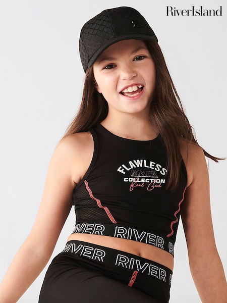 River Island Girls 100% Cotton Active Mesh Crop Top (776539) | 84 LEI
