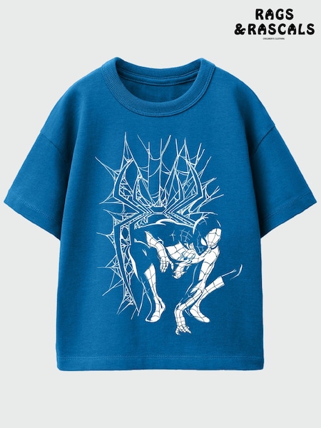 Синий - Rags & Rascals Marvel Spider-man Web Pose T-shirt