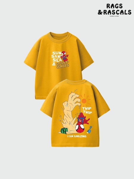 Yellow - Rags & Rascals Marvel Spider-man Sun Sand Spidey Senses T-shirt