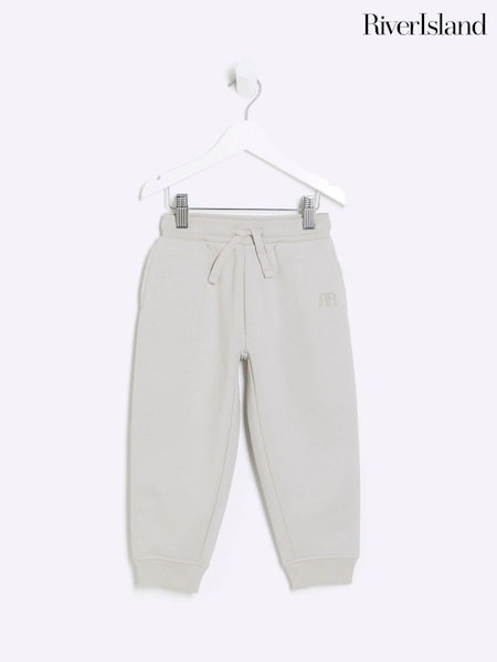 River Island Stone Grey Mini Boys Essentials 100% Cotton Joggers (777241) | € 11