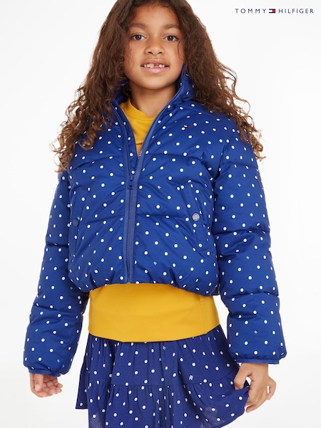 Tommy Hilfiger Girls Blue Allover Print Puffer Jacket (777318) | €54 - €64