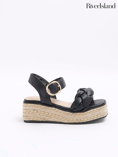River Island Black Girls  Woven Plait Wedges (777511) | 62 QAR