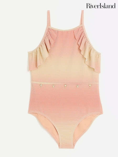 River Island Orange Girls Ombre Glitter Swimsuit (777690) | €13