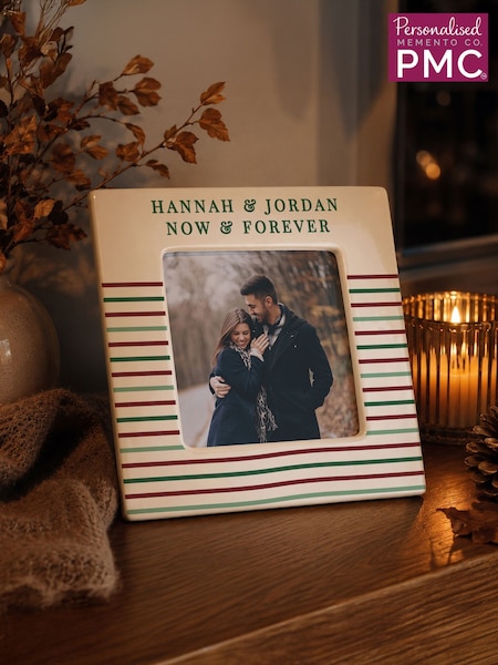 Personalised Stripes Ceramic 4x4 Photo Frame By Pmc