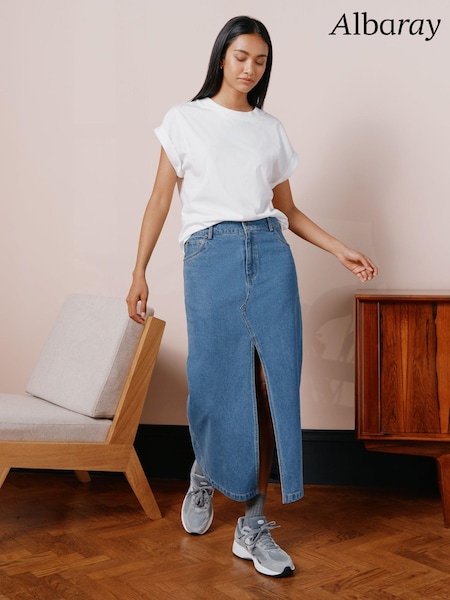 Albaray Blue Denim Midi Skirt (777726) | 283 LEI