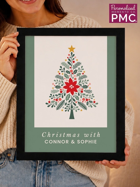 Personalised Christmas Tree Black Framed Poster Print By Pmc
