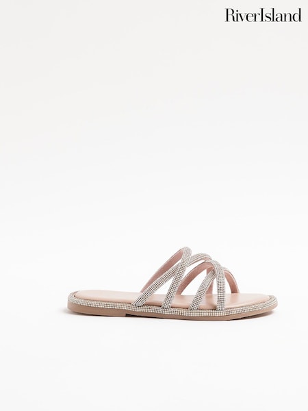 River Island Girls Diamante Cross Over Sandals (778013) | 100 LEI