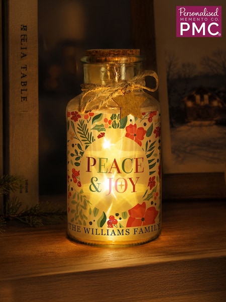 Personalised Peace & Joy Led Glass Jar By Pmc