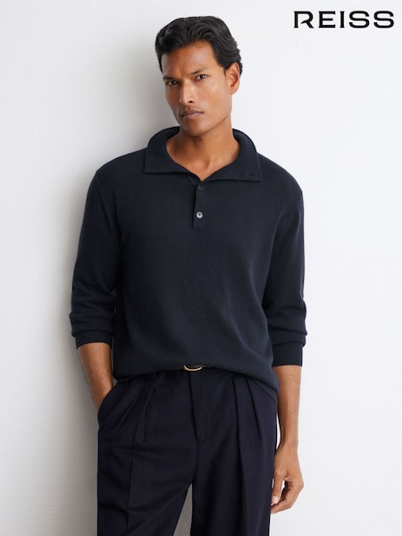 Marina de guerra - Regular Reiss Prince 100% Cashmere Funnel-neck Jumper