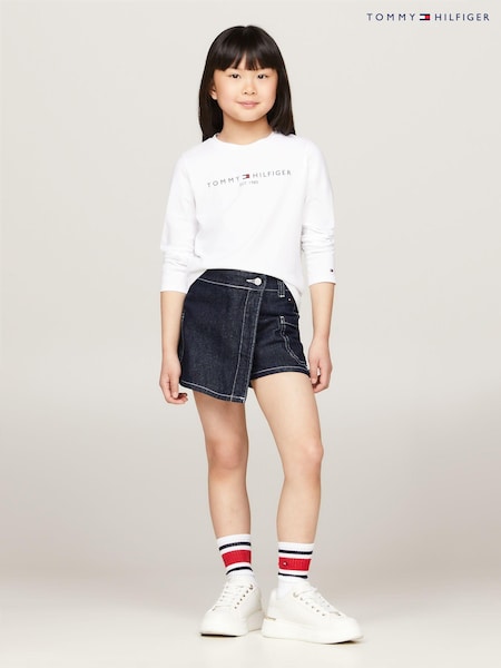 Tommy Hilfiger White Girls Essential Long Sleeve 100% Cotton T-Shirt (778186) | €15.50 - €18.50