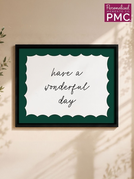 Personalised Green Scallop Trim Black Framed Poster Print By Pmc