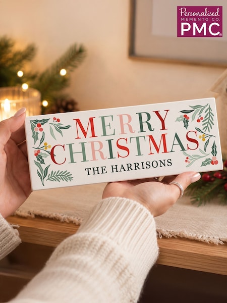 Personalised Merry Christmas Mantle Block By Pmc