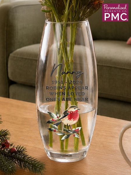 Personalised Watercolour Robin Bullet Vase By Pmc