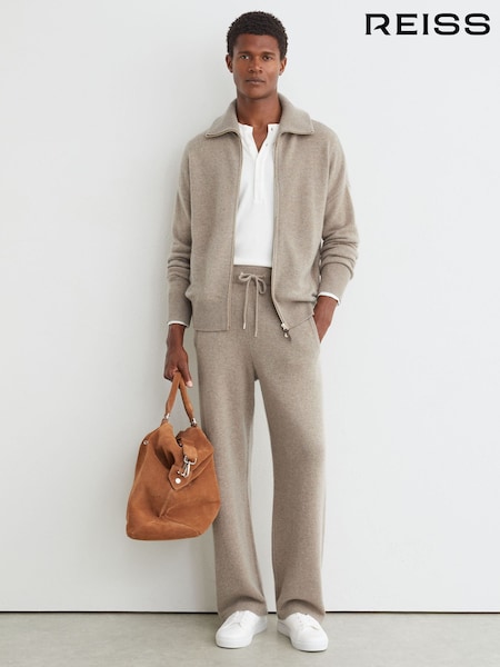 Taupe Melange - Regular Reiss Bryant 100% Cashmere Relaxed-fit Joggers