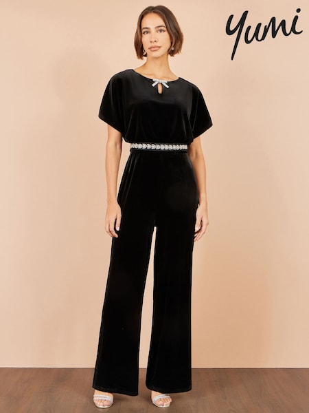 Чорний - Yumi Velvet Jumpsuit With Embellishment