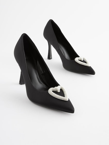 Black Regular/Wide Fit Forever Comfort® Heart Trim Court Shoes (778617) | €30