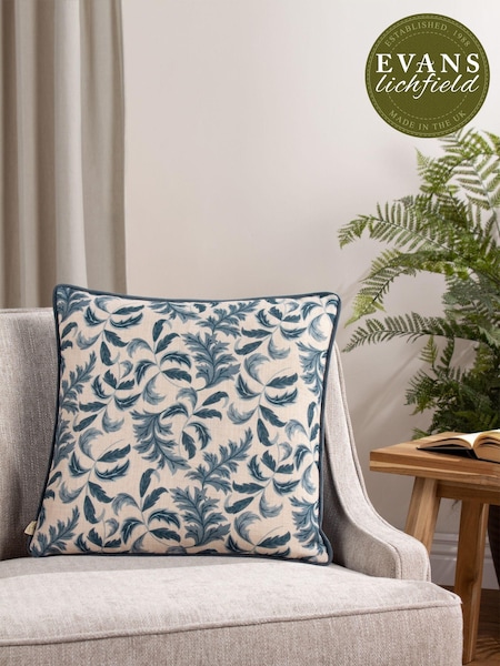 Evans Lichfield Blue Chatsworth Topiary Country Floral Piped Cushion (778749) | AED116