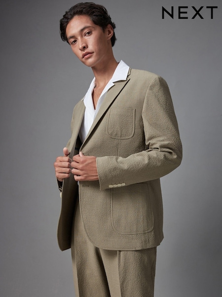 Green Relaxed Fit Seersucker Suit Jacket (779597) | €42