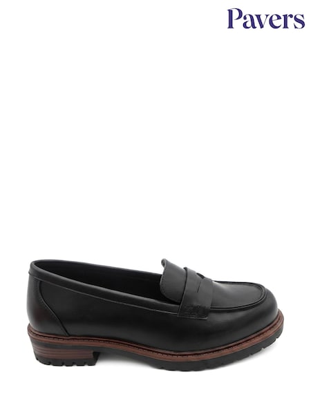Preto - Mocassins Penny Pavers com Sola Grossa e calçado largo