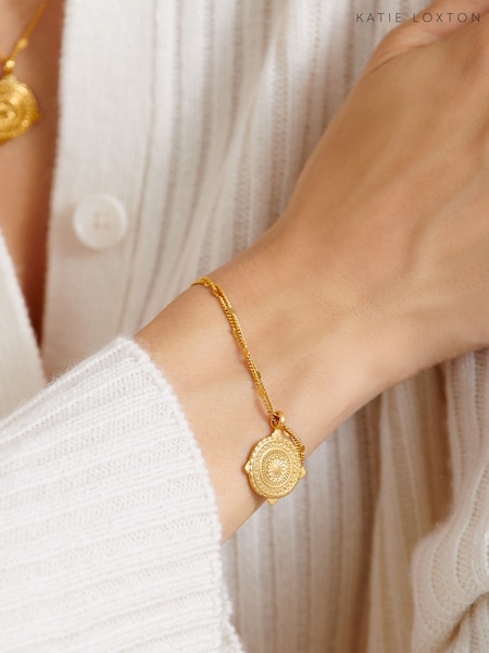 Gold - Katie Loxton Happiness Antique Bracelet