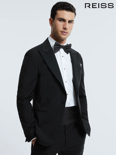 Reiss Black Rabello Wool-Mohair Slim Fit Single Breasted Tuxedo Jacket (779836) | €1,063