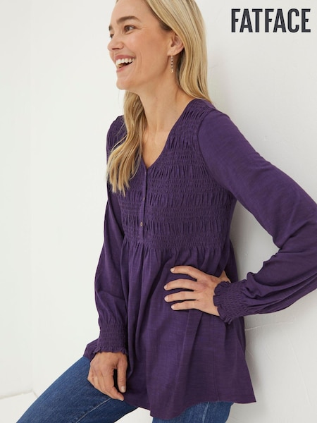 FatFace Purple Beth Smocked Tunic (780128) | €27