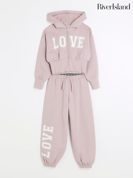 River Island Purple Girls NY Zip 100% Cotton Joggers Set (781581) | € 50
