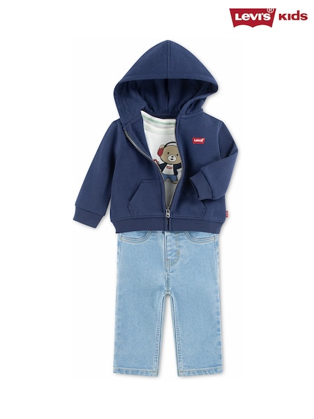 Blue - Levi's® Musical Bodysuit, Hoodie And Jeans Set 3 Piece