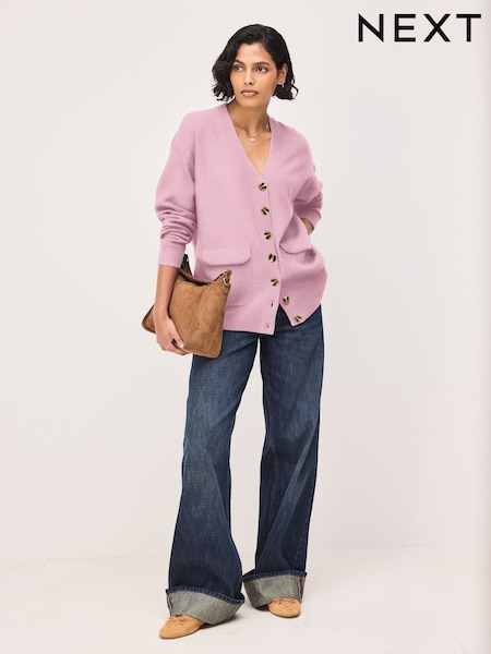Light Pink - Supersoft Mid Length V-neck Cardigan