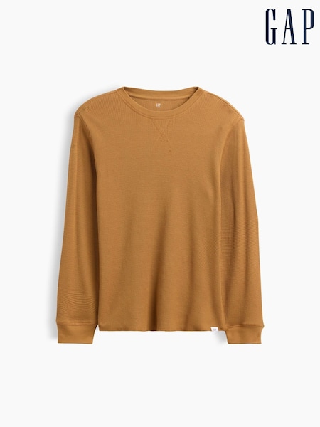 Hellbraun - Gap Waffle-knit Long Sleeve T-shirt (4-13yrs)
