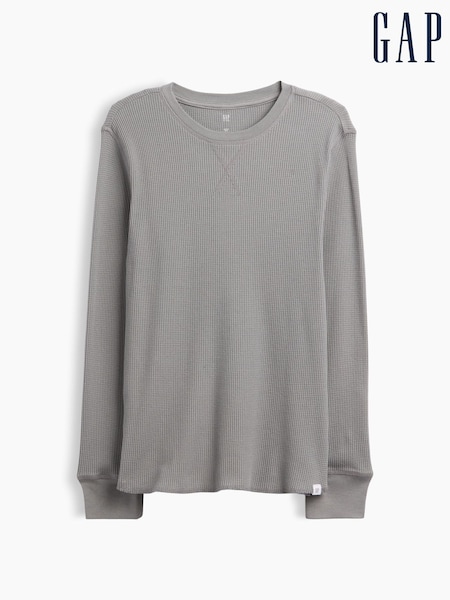 Grey - Gap Waffle-knit Long Sleeve T-shirt (4-13yrs)