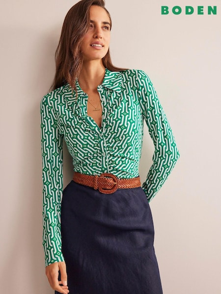 Boden Green Printed Jersey Shirt (782946) | €38