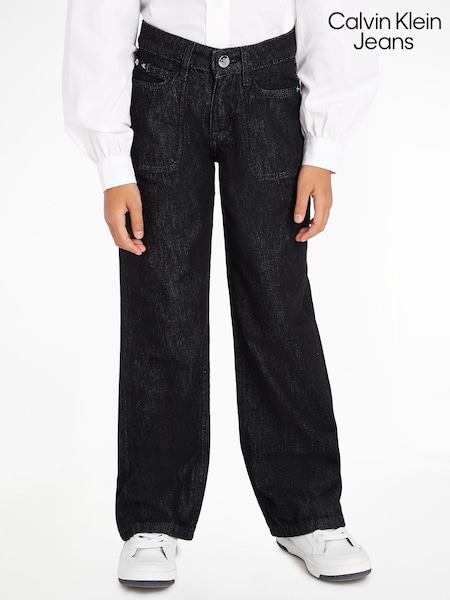 Calvin Klein Jeans Girls High Rise Wide Leg Black Jeans (783148) | €39