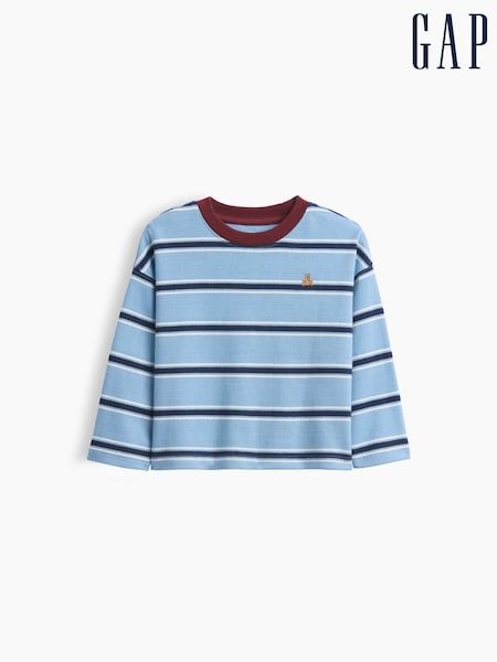 Zilā svītra - Gap Heavyweight Long Sleeve T-shirt (6mths-5yrs)