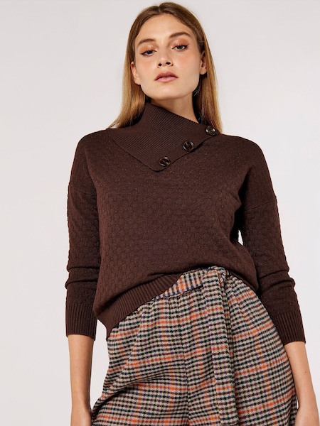 Apricot Brown 3 Button Textured Jumper (783427) | €47