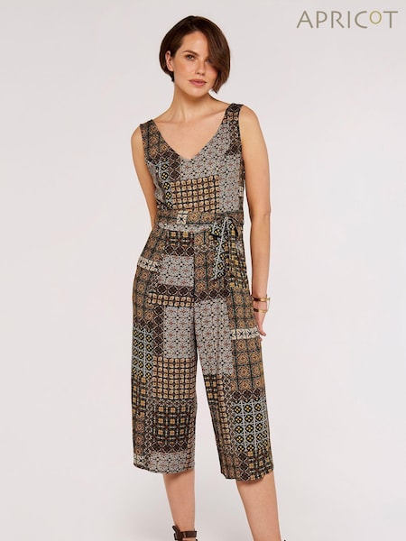 Apricot Green Multi Patchwork Tile Culotte Jumpsuit (783603) | €21.50
