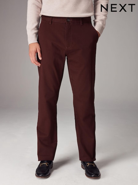 Burgundy Dark Straight Fit Stretch Chinos Trousers (783634) | R$ 230