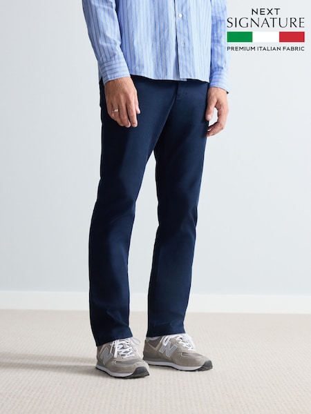 Navy Blue Slim Fit Nova Fides Italian Signature Chino Trousers (783722) | $95