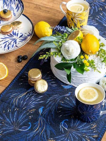 Sara Miller Anniversary Peacock Parade Table Runner